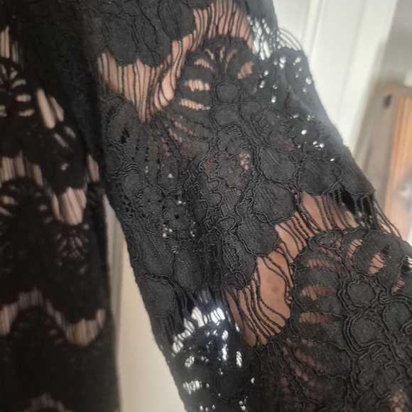 ELIZA J Lacy Bodycon Mini Shift Dress w Scoop Neck and 3/4 Sleeves Size 16 - Picture 6 of 7